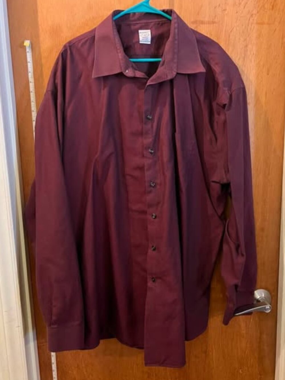 🐻Size 20-38/39 - Pronto-Uomo - Men's Maroon Long Sleeve Button-Down